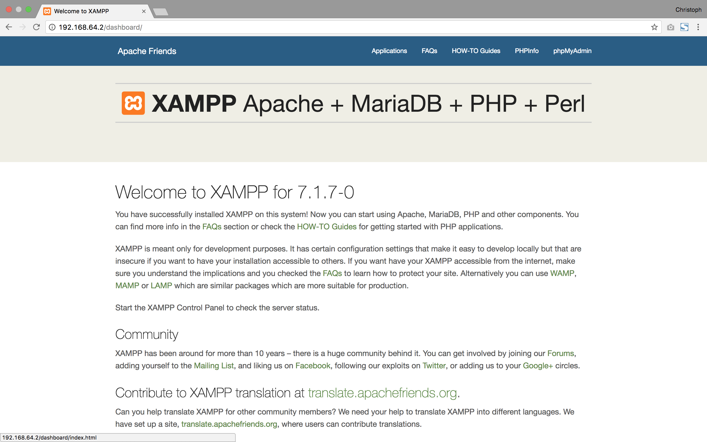 download xampp for mac with mysql database